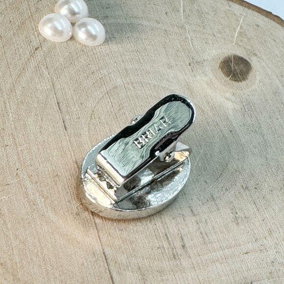 Vintage BRIAR Tie Clip Silver Tone Men Elegant Timeless Jr Oval - Picture 5 of 8